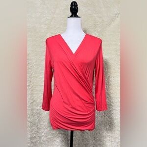 Maxmara Soft Jersey Faux Wrap 3/4 Sleeve Tops